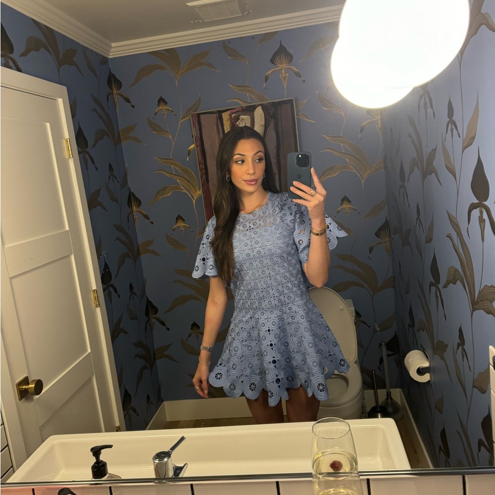 Jonathan Simkhai blue lace mid dress worn once
Since Small a line